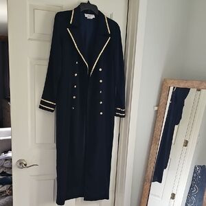 STUNNING RARE VINTAGE LEW MAGRAM LONG NAVY COAT/ DRESS